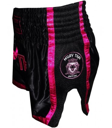 Short de muay thai, k1, kick boxing rosa/negro pantalon Custom Fighter