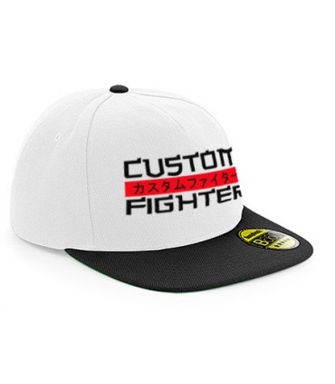 Gorra  boxeo Custom Fighter blanca y negra visera plana