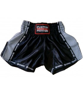 Short Muay Thai Retro Custom Fighter Negro - hasta XXXL tallas grandes