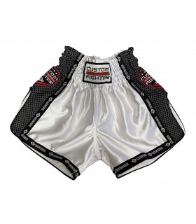 SHORT de muay thai Retro Blanco - Custom Fighter- pantalon de Muay Thai, Kickboxing