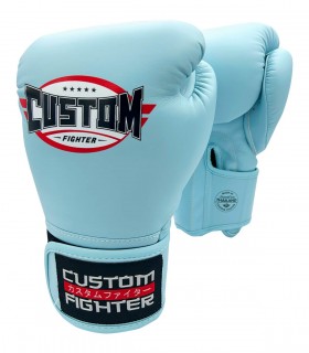 Guantes de Boxeo Custom Fighter fabricados en Tailandia color Azul Celeste
