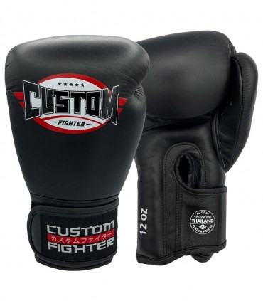 Guantes de Boxeo Custom Fighter fabricados en Tailandia - Guantes de Muay Thai negros
